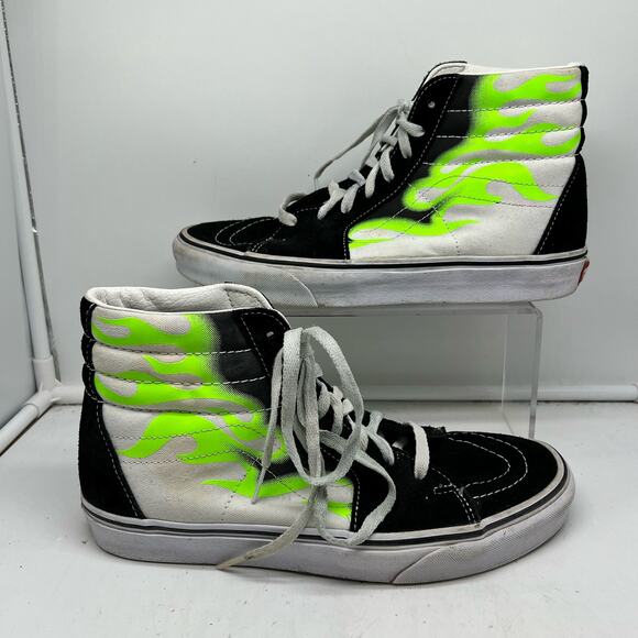 Vans Shoes Mens 9 High Flame Neon Green Skate Hi High Top Sneaker - Picture 1 of 8